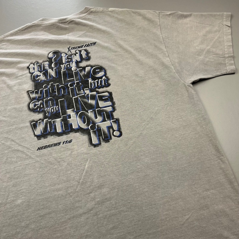Delta Xtreme Faith T-Shirt Mens XL Gray Religious Hebrews 11:6 Graphic Tee
